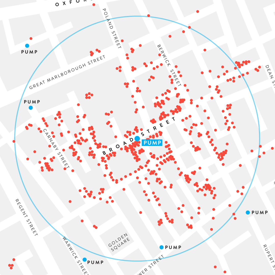 Infographics save lives. Soho Cholera Map. Updated image with modern infographics